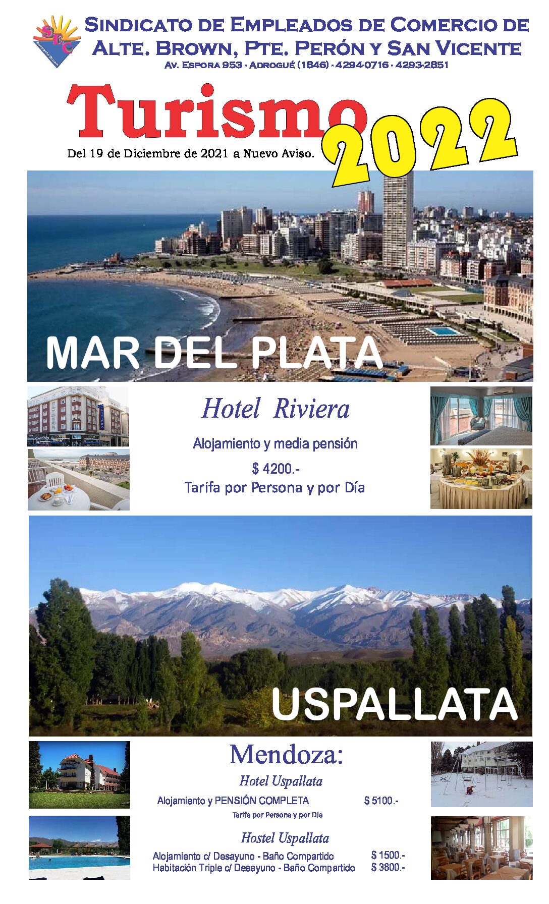 TURISMO 2022 DESDE 19 DE DICIEMBRE