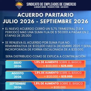 NUEVO ACUERDO PARITARIO PARA EMPLEADOS DE COMERCIO